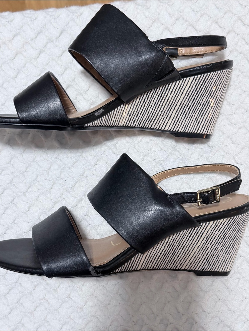 Calvin Klein Black Double-Band Slingback Sandals